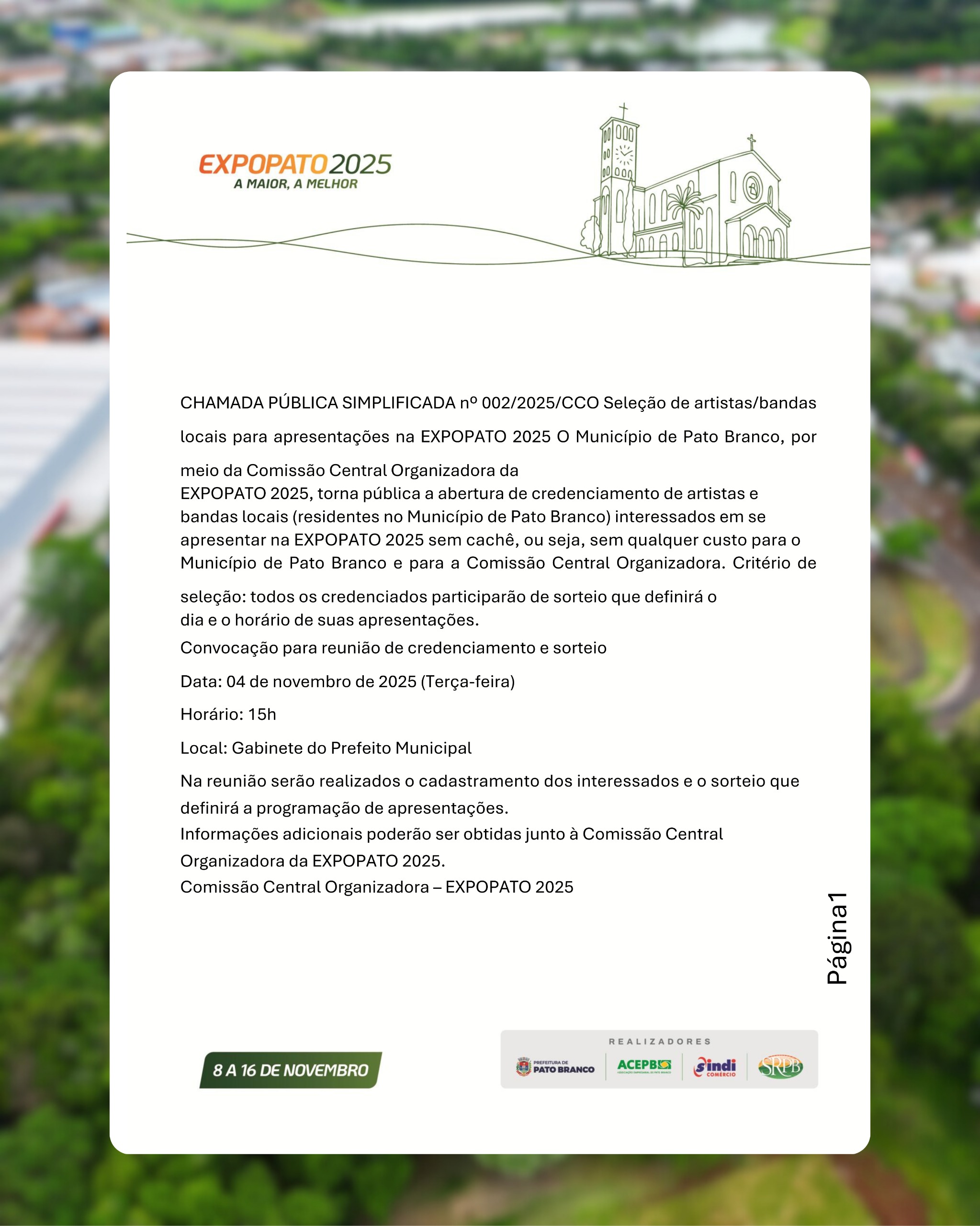 Expopato faz chamamento para artistas e bandas locais