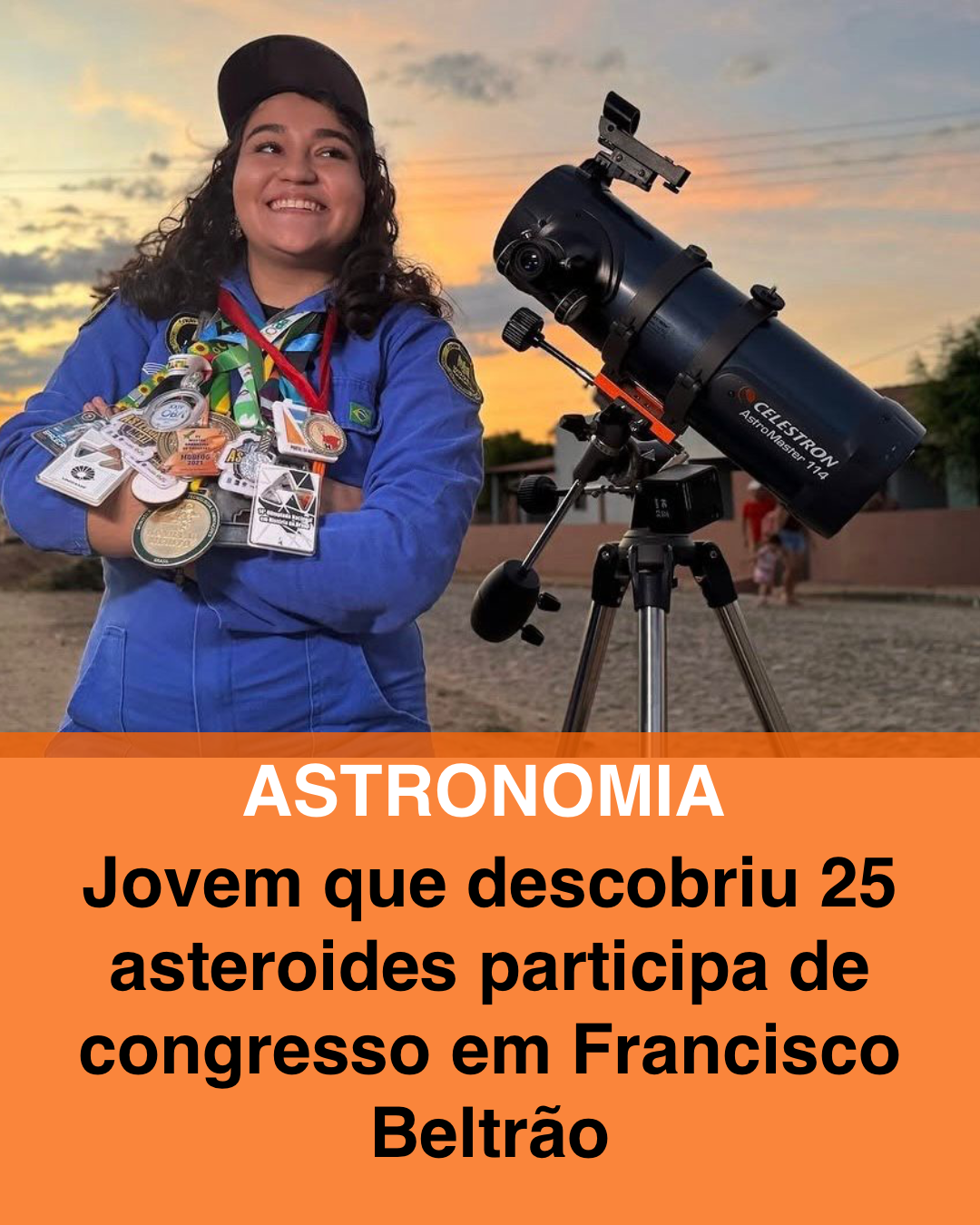 Jovem que descobriu 25 asteroides participa de congresso em Francisco Beltrão
