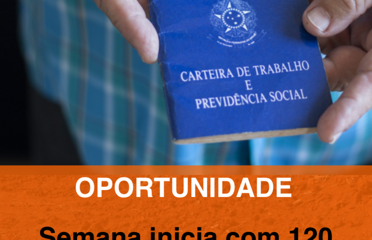 Semana inicia com 120 vagas na Agência do Trabalhador