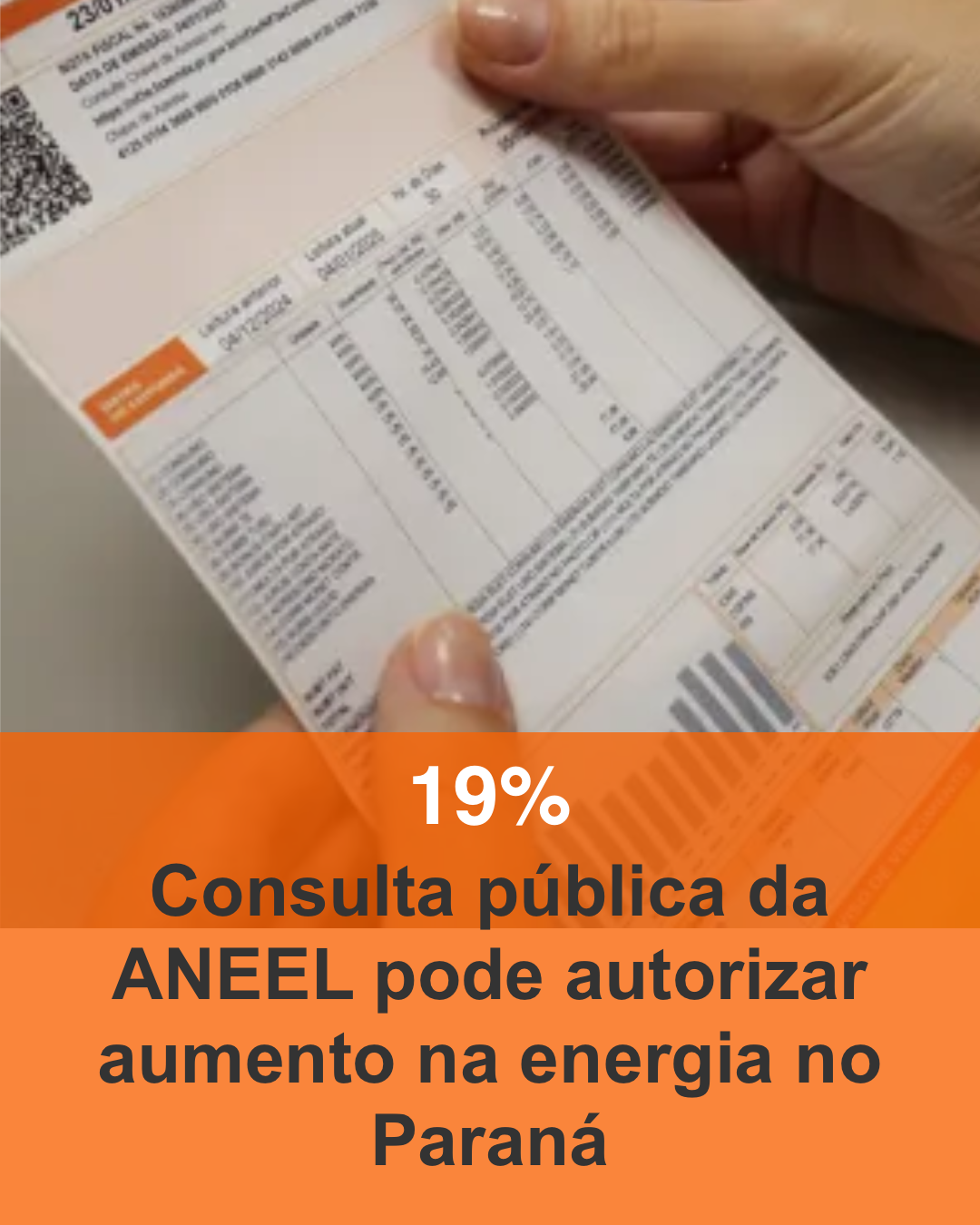 Conta de energia pode subir 19%