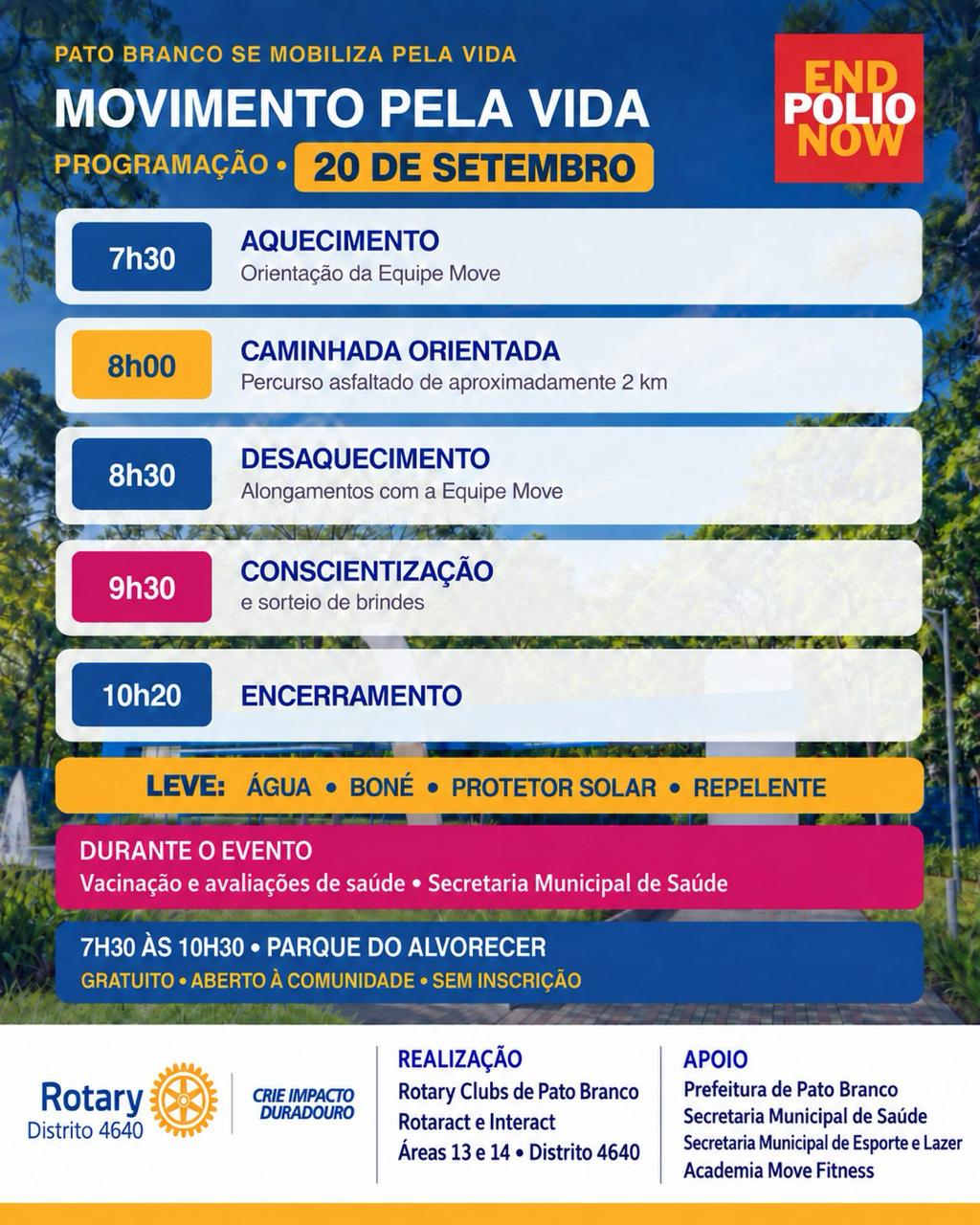 Prefeitura de Pato Branco apoia Movimento pela Vida, promovido pelo Rotary Distrito 4640