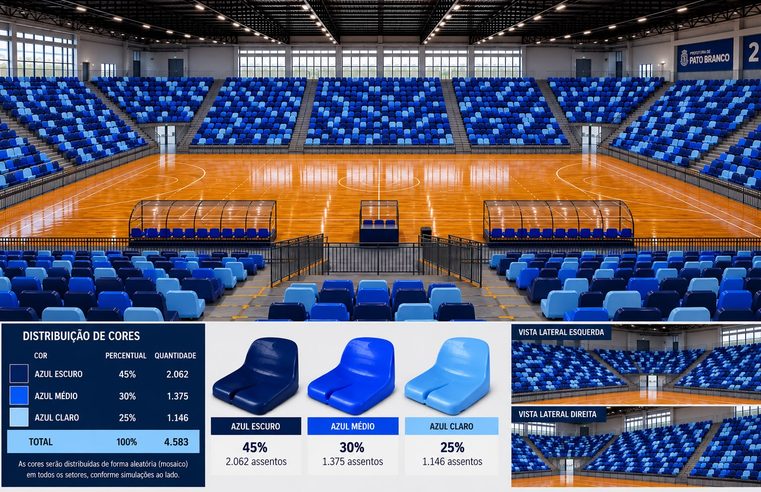 Com licitação em fase final, Arena Cláudio Petrycoski receberá cadeiras em breve.