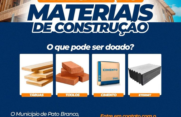 Pato Branco promove campanha para arrecadar materiais de construção, móveis e eletrodomésticos para famílias em situação de vulnerabilidade