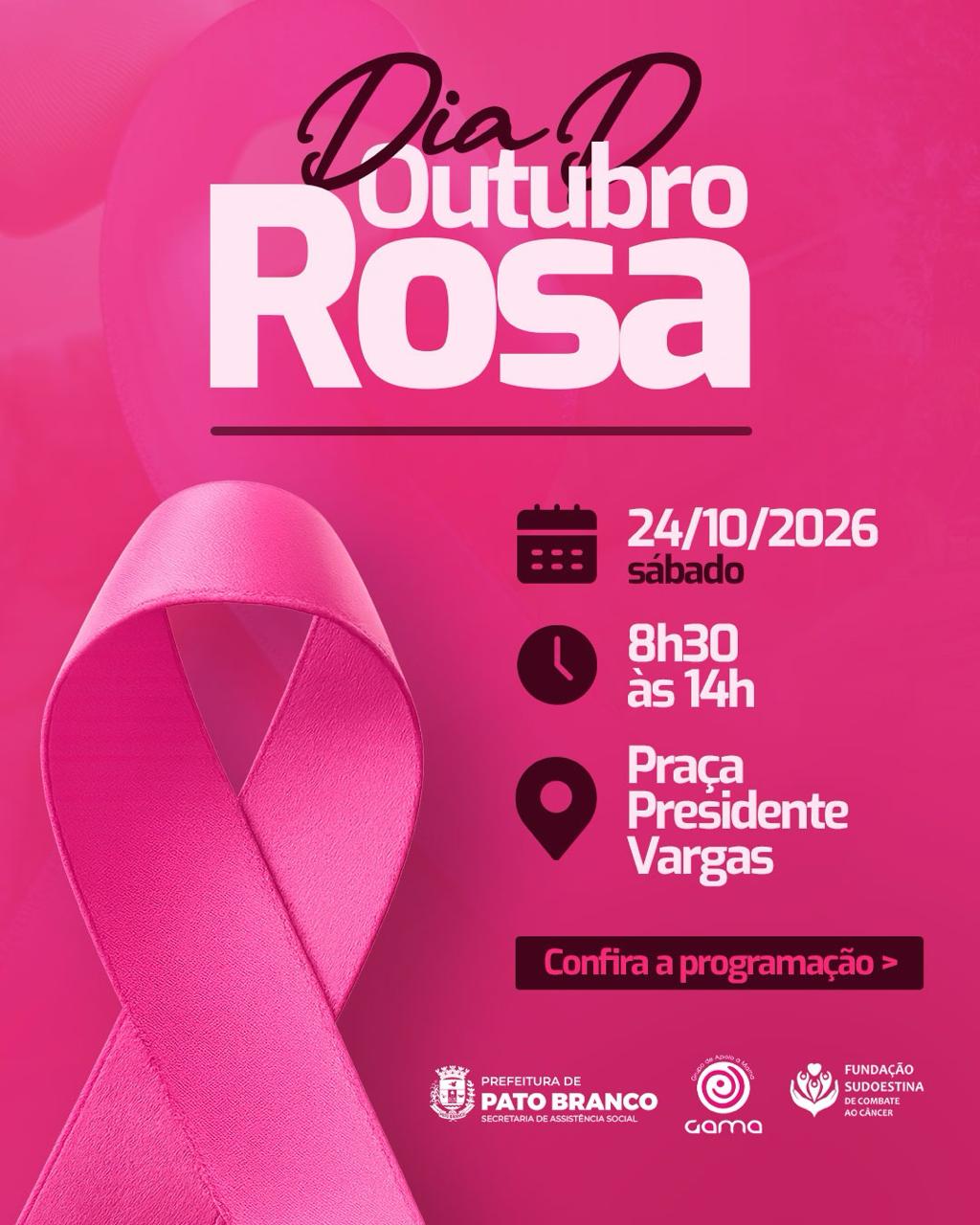 Dia D do Outubro Rosa será neste sábado na praça Presidente Vargas